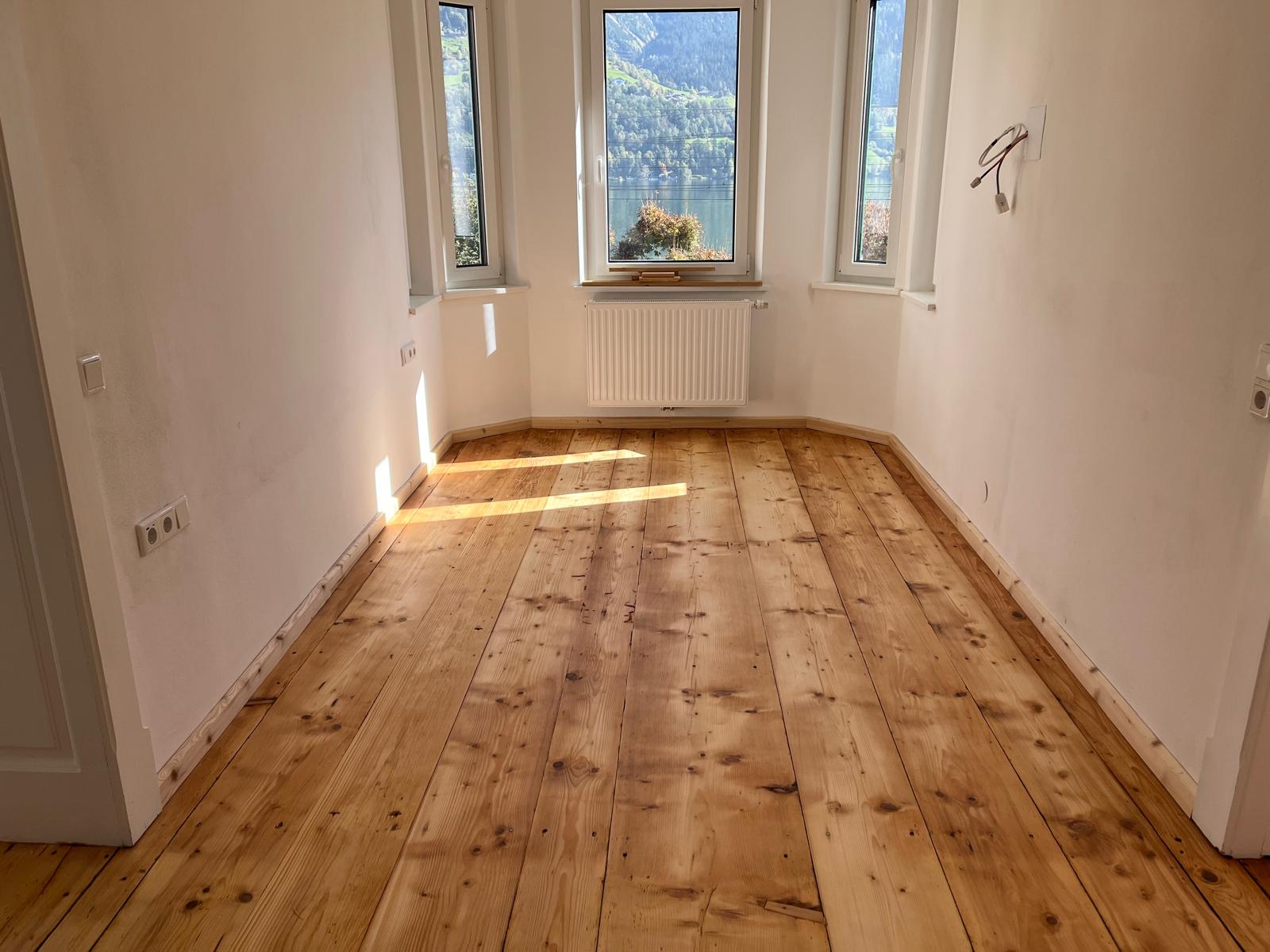 Kiefernboden mit Bergblick